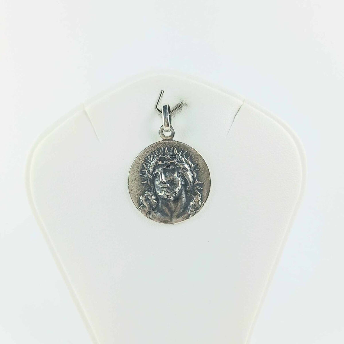 Medalla religiosa de plata 925, Cristo de Espinas. 