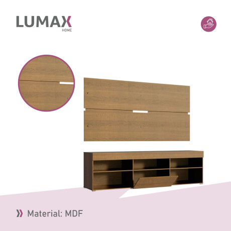 Rack con Panel Lumax para TV Miami Rústico 180 cm Rack con Panel Lumax para TV Miami Rústico 180 cm