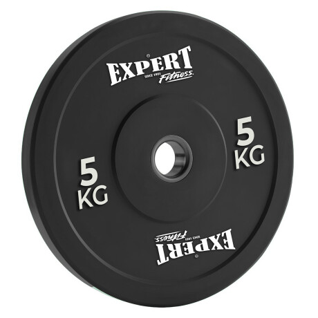 Disco Olímpico 5Kg Expert Revestido En Goma C/ Aro Metal Pesa P/ Barras Negro