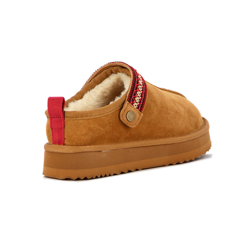 Country Zapato Pantufla Cuero / Peluche - Dama - Camel Camel