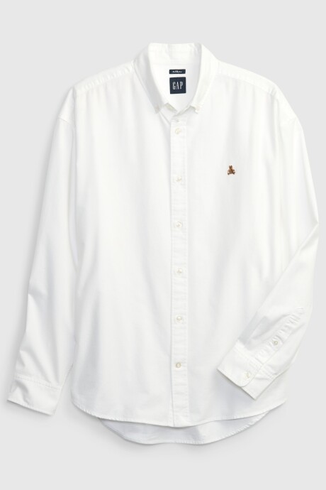 Camisa Oxford Con Osito Brannan Hombre White 2