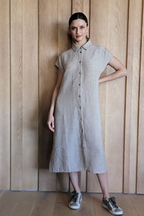 Vestido Oasis Lino Beige Melange