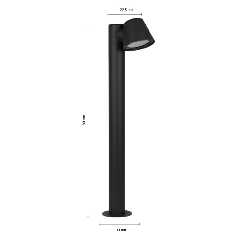 LUMINARIA BOLARDO TOP NEGRO ALTO Luminaria Bolardo Top Negro Alto 80 cm