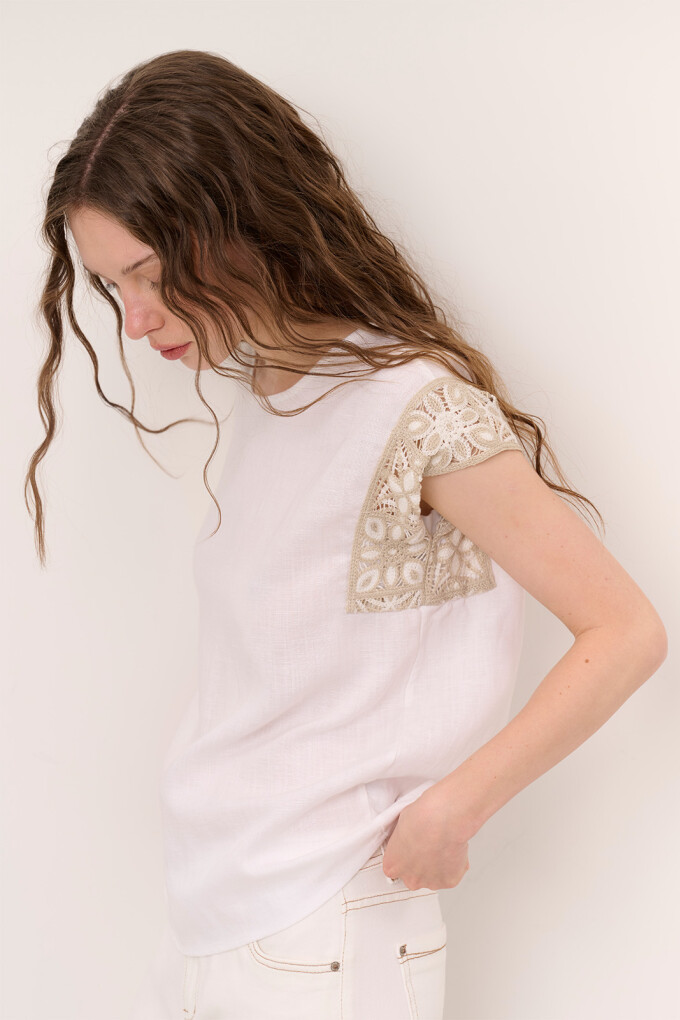 BLUSA LINO CROCHET BLANCO