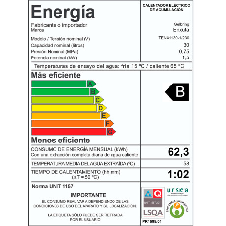 Calefón Enxuta 30 Lts Litros Acero Calefón Enxuta 30 Lts Litros Acero