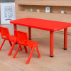 Mesa de plástico niños rectangular 120x60cm Rojo