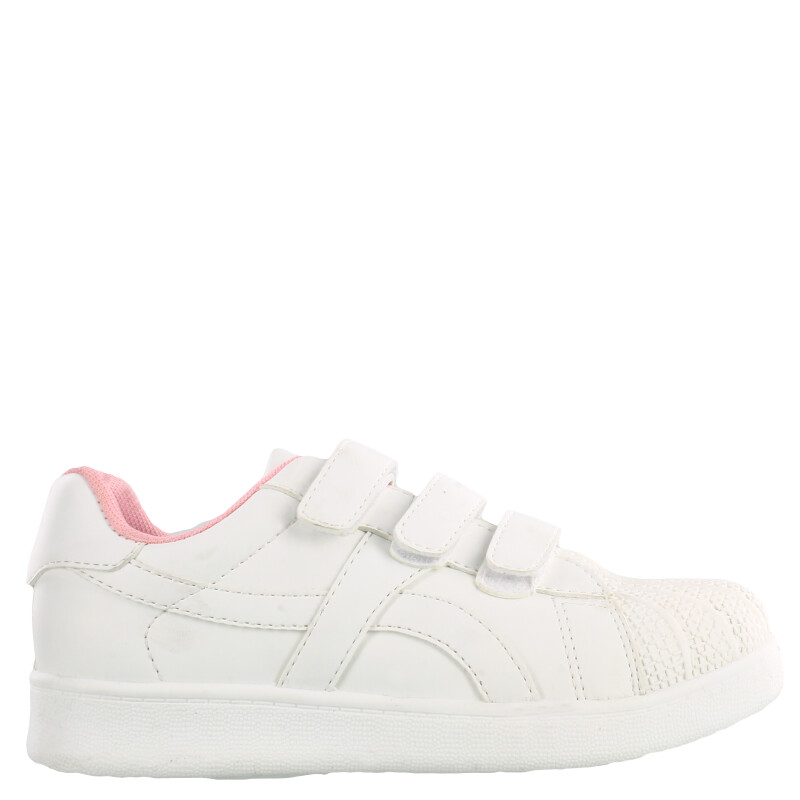Championes Infantiles Push DANISH con velcros Blanco - Rosado