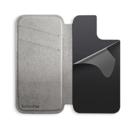 Protector SurfacePad de cuero para iPhone 13 Pro Max | Twelve South Negro