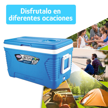 Conservadora Heladera 50L c/Asas p/Transportar y Apoya Vasos Azul