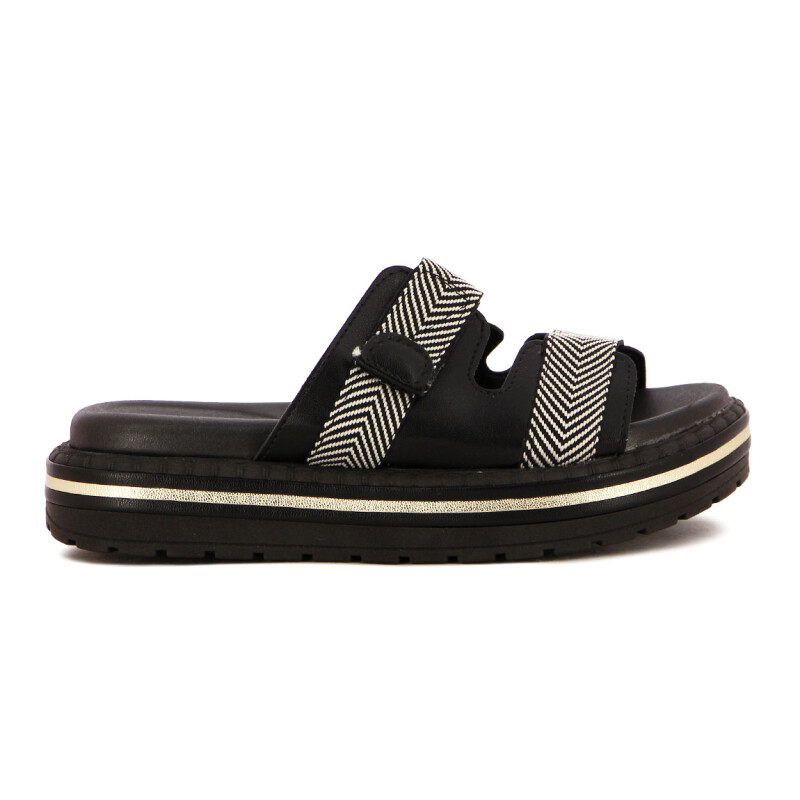 Sandalias Casuales Mujer Beira Rio Con Dos Fajas Negro-negro