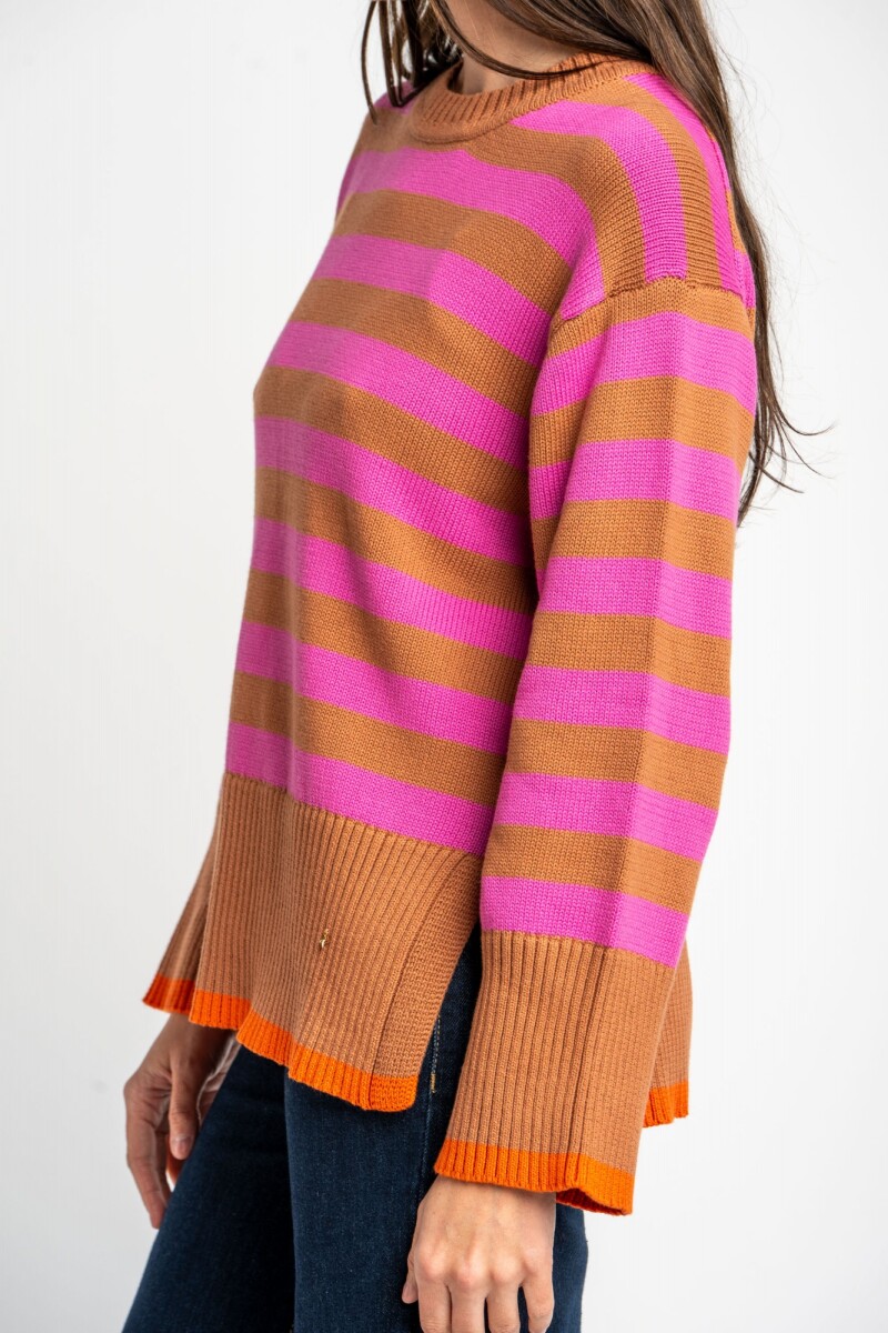 Sweater Rayado Rosa