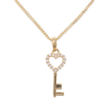 Colgante Llave de corazón en oro amarillo 18k con circonias- Sin cadena Colgante Llave de corazón en oro amarillo 18k con circonias- Sin cadena
