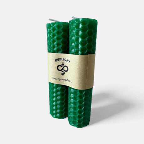 Vela De Miel Gruesa X2 De Colores Verde Medio