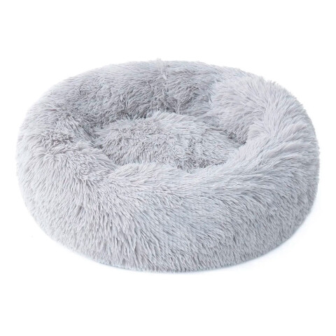 Cucha Cama Colchon Puff Plush Mascota Antiestress 55cm Color Variante Gris claro