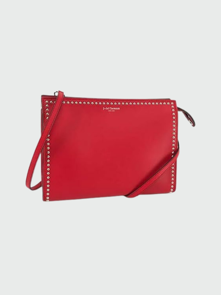 Cartera de cuero con tachas, ELLE WITH - Rojo 