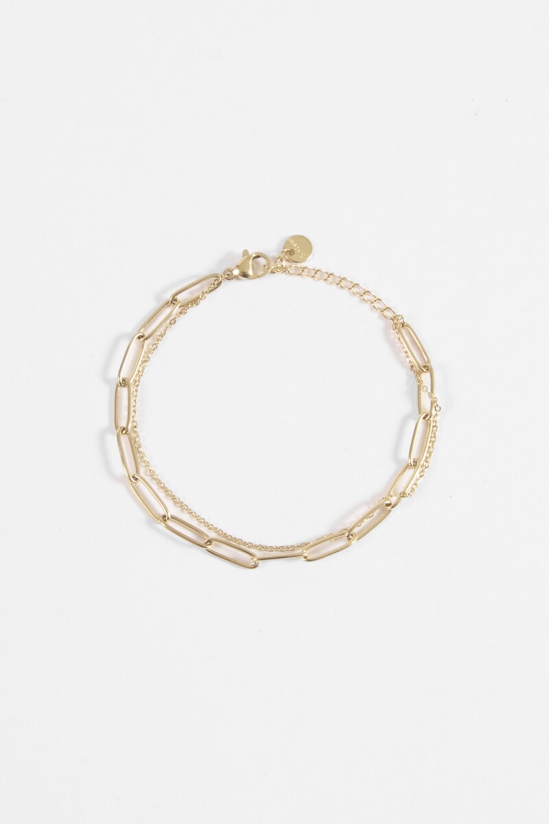 Pulsera de acero doble cadena dorado