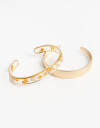 Pulseras Rígidas Sets Color Pulsera Rígida Set Metal Y Acrílico - Dorado