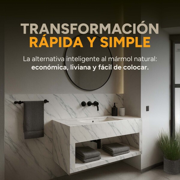 Placa PVC Símil Mármol 2,44x1,22m 3mm Pack X5 Blanco Veteado