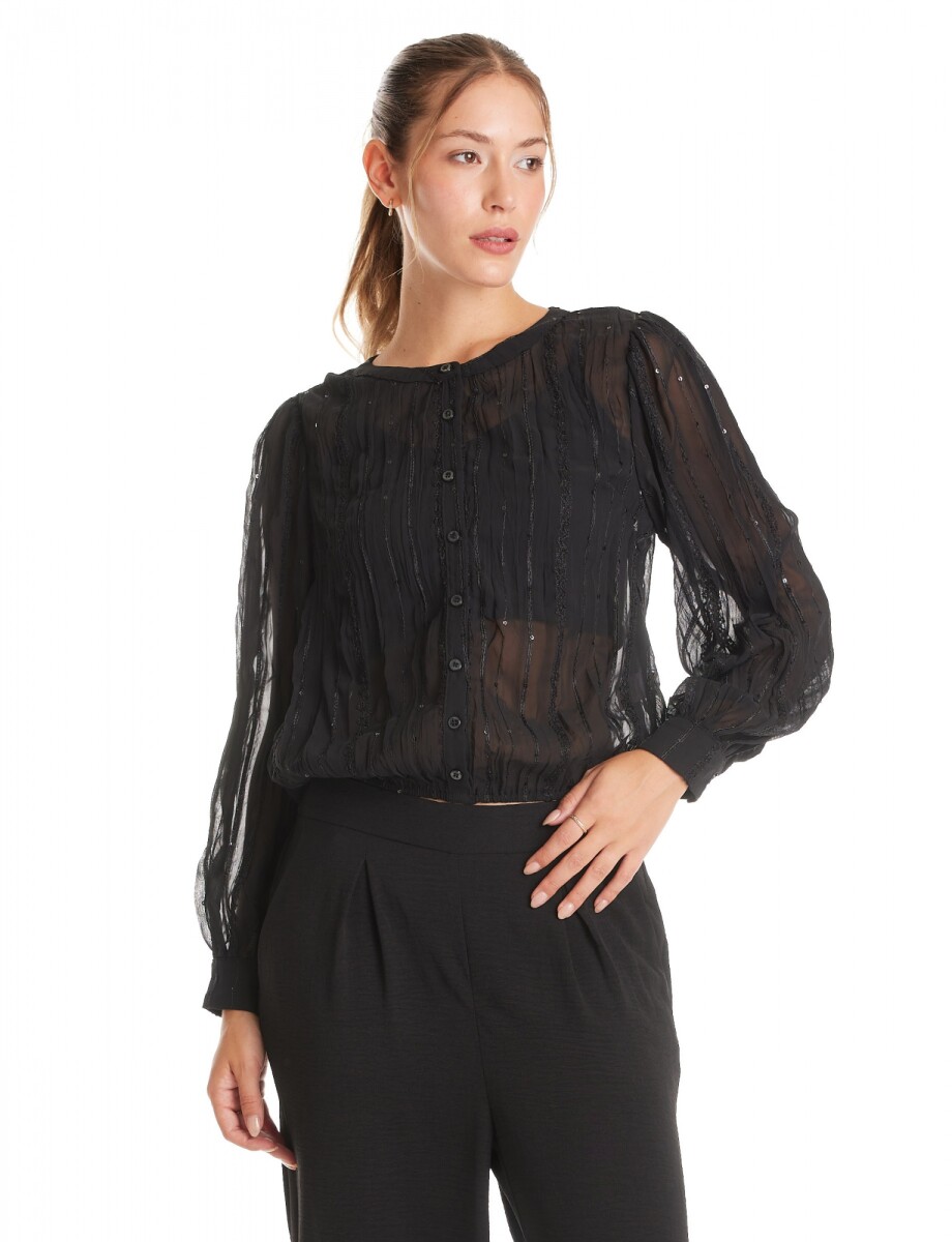 Blusa Traslucida - Negro 