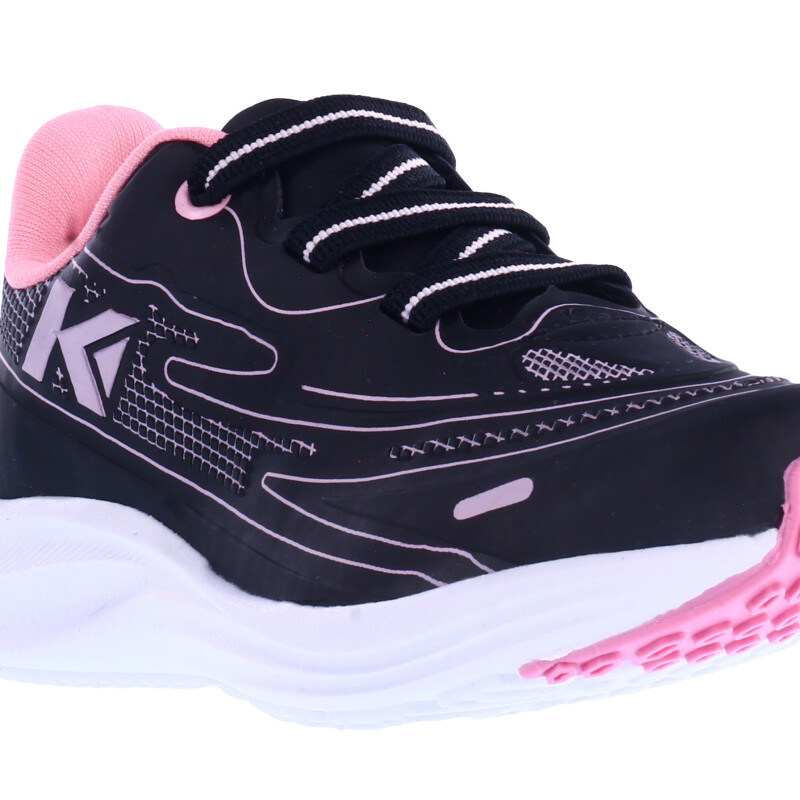Championes de Niña KIDY acordonado con diseño en contraste Negro - Rosa