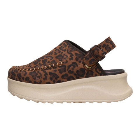 Zuecos Delray Clog Suede - Mujer Brown Leopard