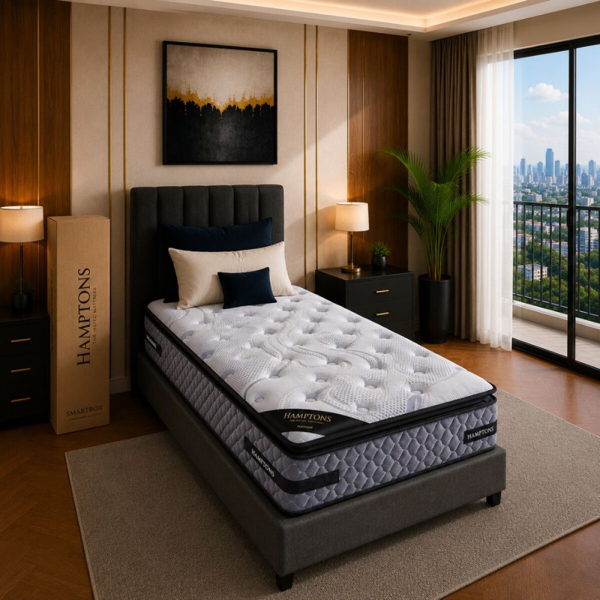Colchon de resortes 1 Plaza Hamptons Hybrid Platinum 