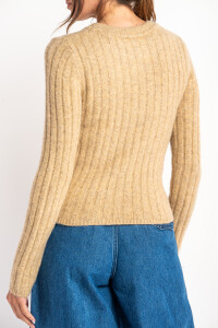Sweater Grueso Acanalado Arena