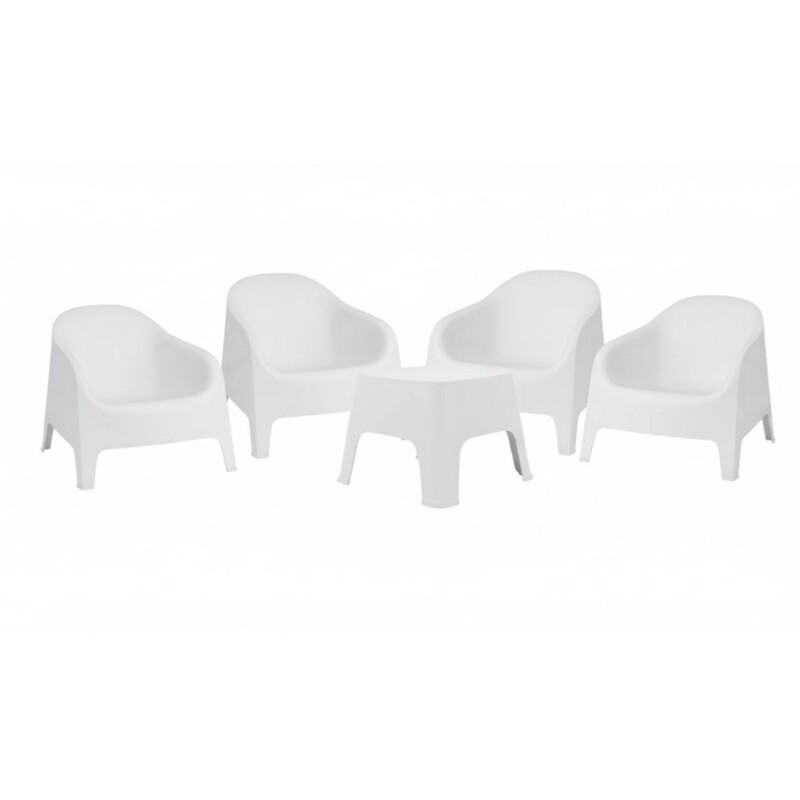 Set de 4 Sillas Skarpo + Mesa de exterior Blanco