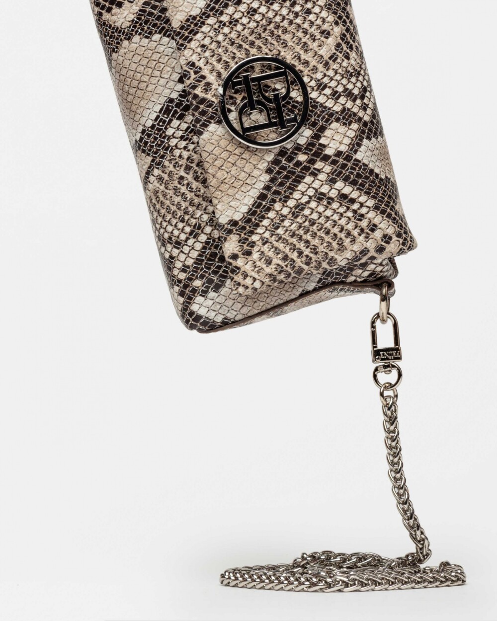 Mini bag Bloom en cuero snake print Taupe