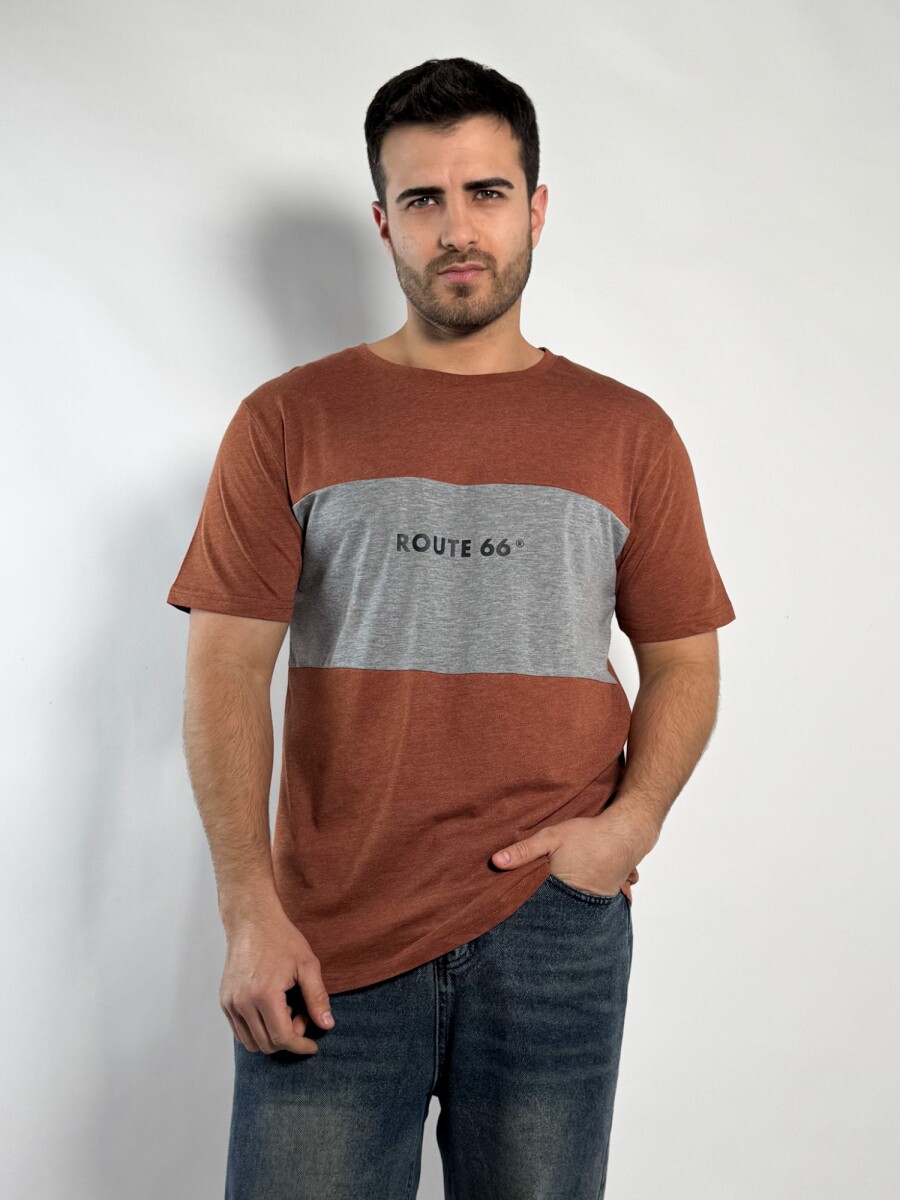 Remera combinada - Ladrillo 
