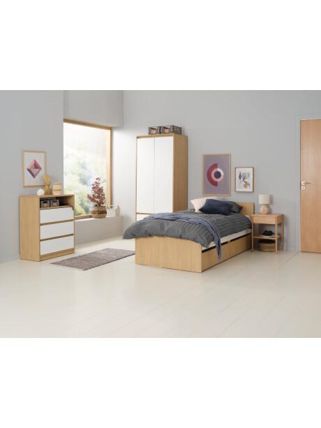 Cama c/almacenaje 90x200 BILLUND bl/roble Cama c/almacenaje 90x200 BILLUND bl/roble