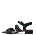 Sandalias de Mujer Bottero Cuero Calado Negro