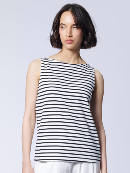 Musculosa Rayada Blanca Con Negro