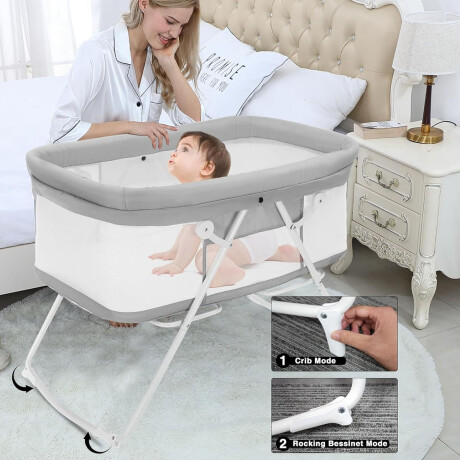 Cuna Moisés Colecho con Colchón Plegable Portátil para Bebé Gris
