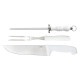 Set asador: Cuchillo y tenedor mango blanco BLANCO