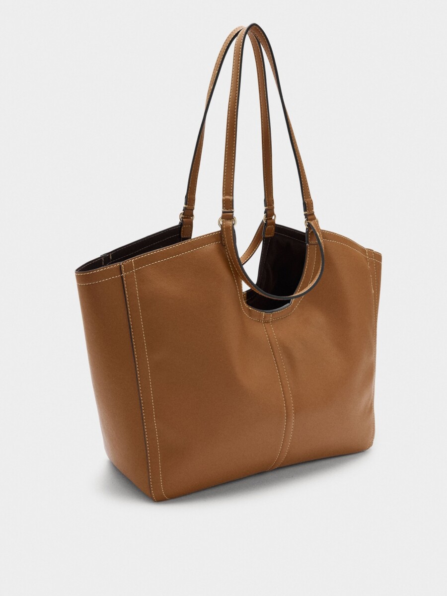 Bolso Shopper Liso Con Bolsa camel