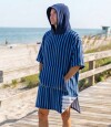 Bata Poncho Velour Estampadas 100 X 90 Cm Rayas Azul/Celeste