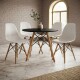Juego de comedor Con Mesa Circular de 80cm + 4 Sillas Eames Blanco/Negro