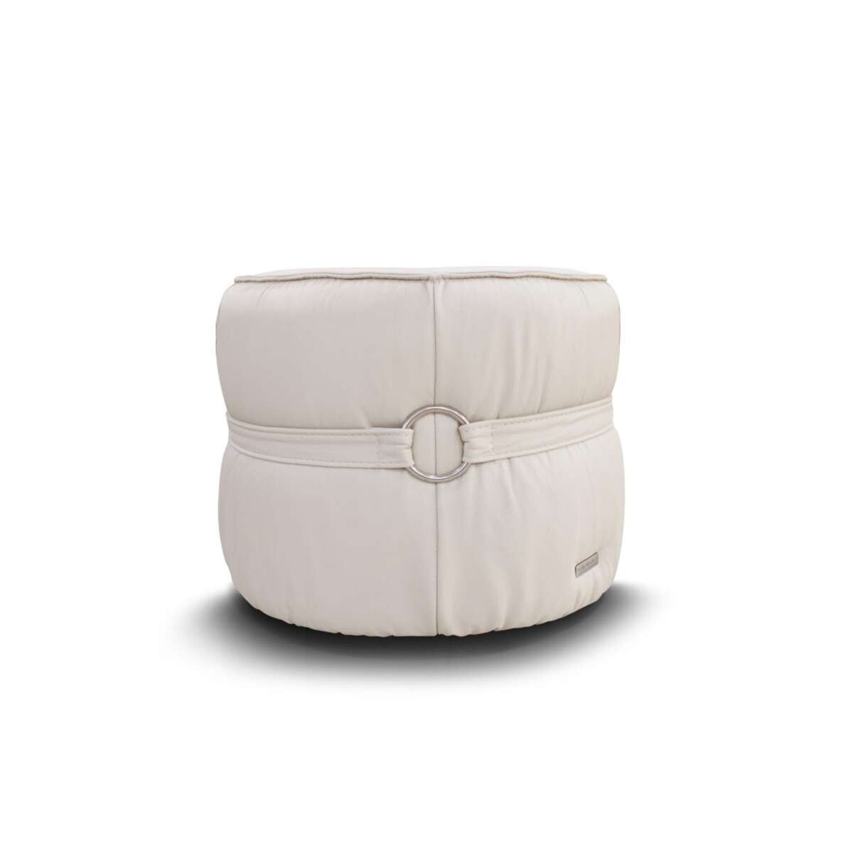 Puff 100% Cuero Ava - Beige 