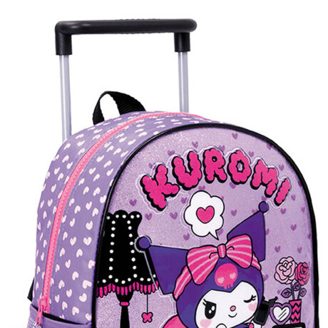 Mochila Infantil Kuromi C/carro 30cm Rueditas Escolar Violeta