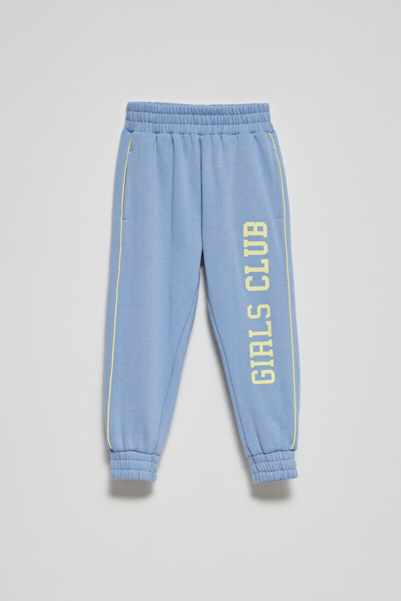 Pantalón deportivo con felpa Club- Celeste
