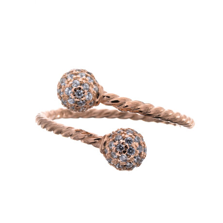 Anillo de plata 925 con baño de oro rosado con circonias. Anillo de plata 925 con baño de oro rosado con circonias.