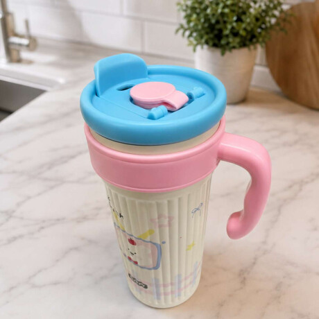 Vaso térmico de acero con sorbito y tapita 750ml Rosado