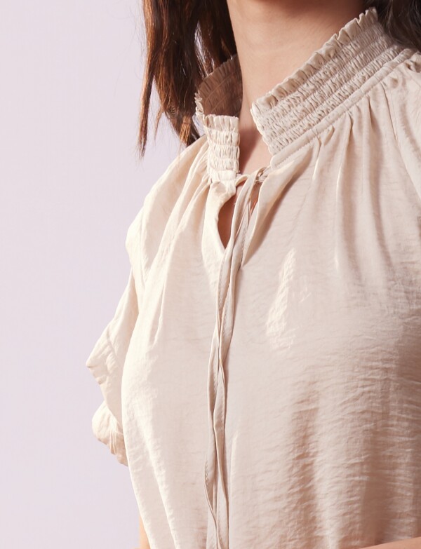 Blusa Cordel Manga Volados BEIGE