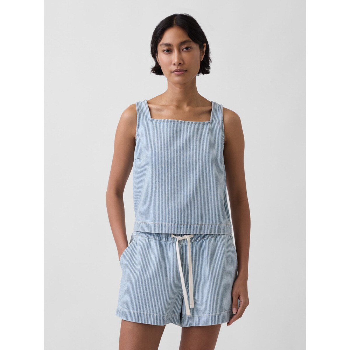 SL SQNK SHELL TOP - RR STRIPE - LIGHT WASH 