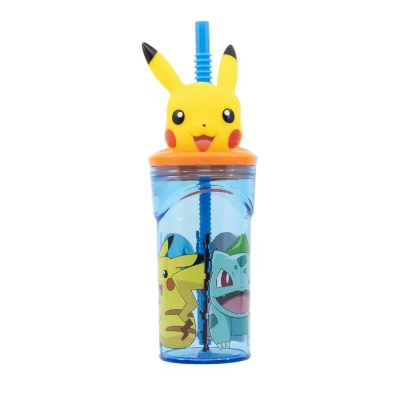 Vaso Alto Con Forma 3d 360ml Pajita Pokemon Pikachu Vaso Alto Con Forma 3d 360ml Pajita Pokemon Pikachu