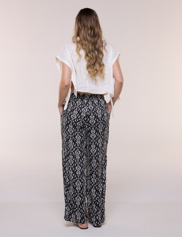 Pantalón Wide Leg Print NEGRO/BEIGE