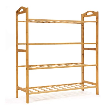 Zapatera Rack Organizador Multifunción de Bamboo 4 Estantes Marrón Claro