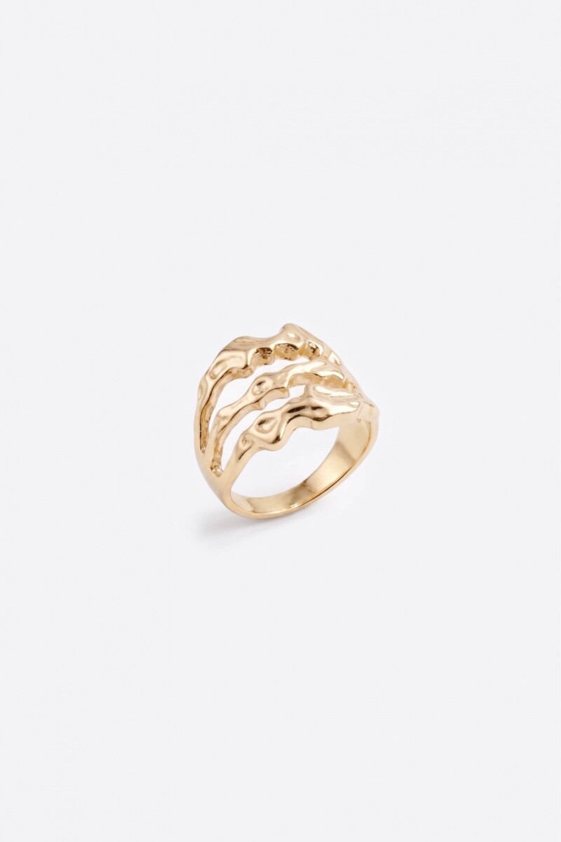 Anillo triple vuelta wavy ajustable dorado