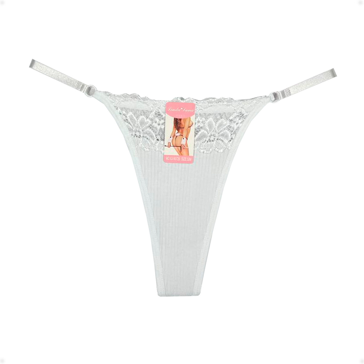 Tanga Colaless Ajustable De Encaje - Blanco 